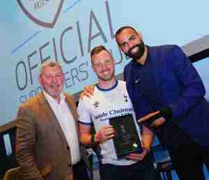 DC Spurs board member Eric with Clive Allen and Sandro Raniere receiving To Care Is To Do Award in London in May 2024.